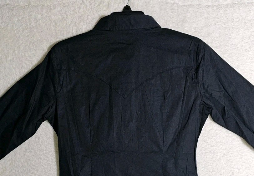 NEW Wrangler Womens Size S Shirt Rodeo Logo, Cowboy Western Snap Black