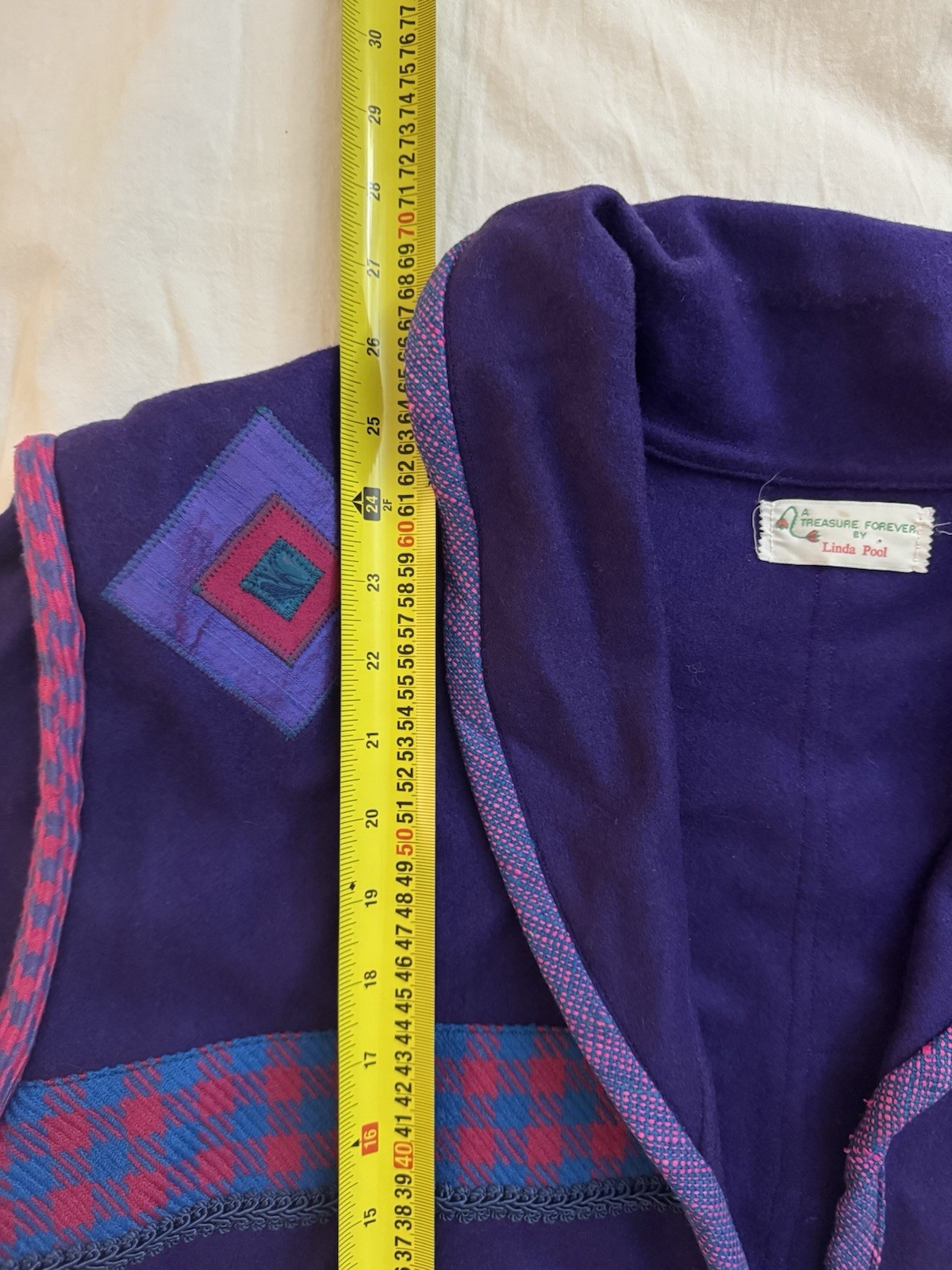 Unique vintage purple jacket with appliqués, A Treasure Forever by Linda Pool