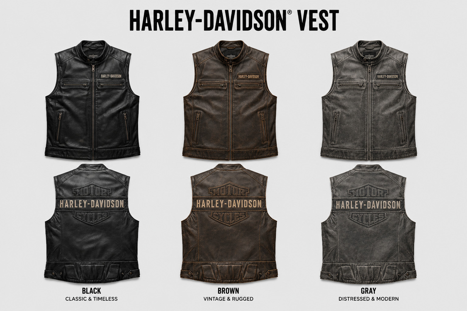Harley Davidson’s Vest Men’s Passing Link Motorcycle Real Leather Cow Biker