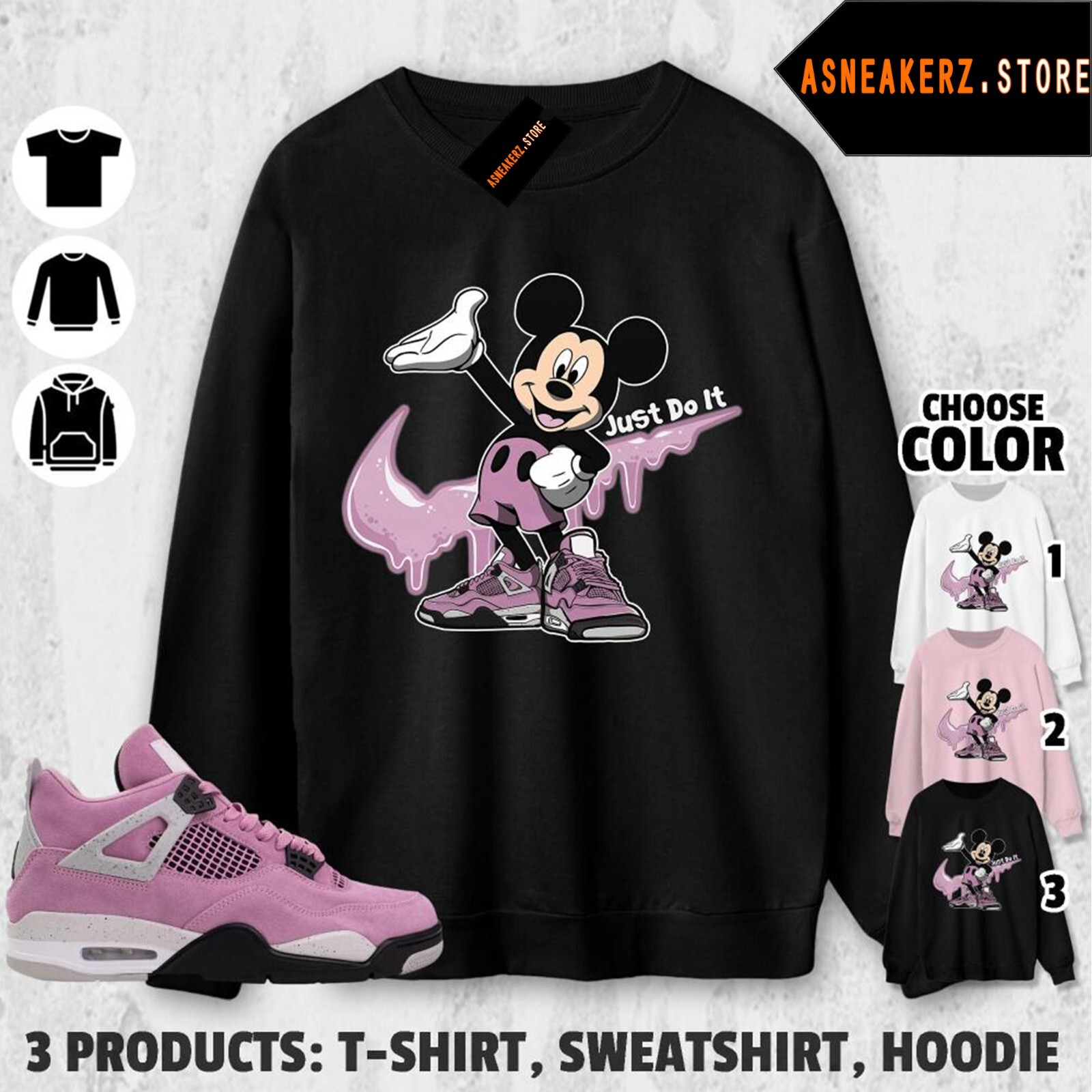 Shirt To Match Jordan 4 Orchid Sneaker Matching Tee Drip M Mouse T-Shirt