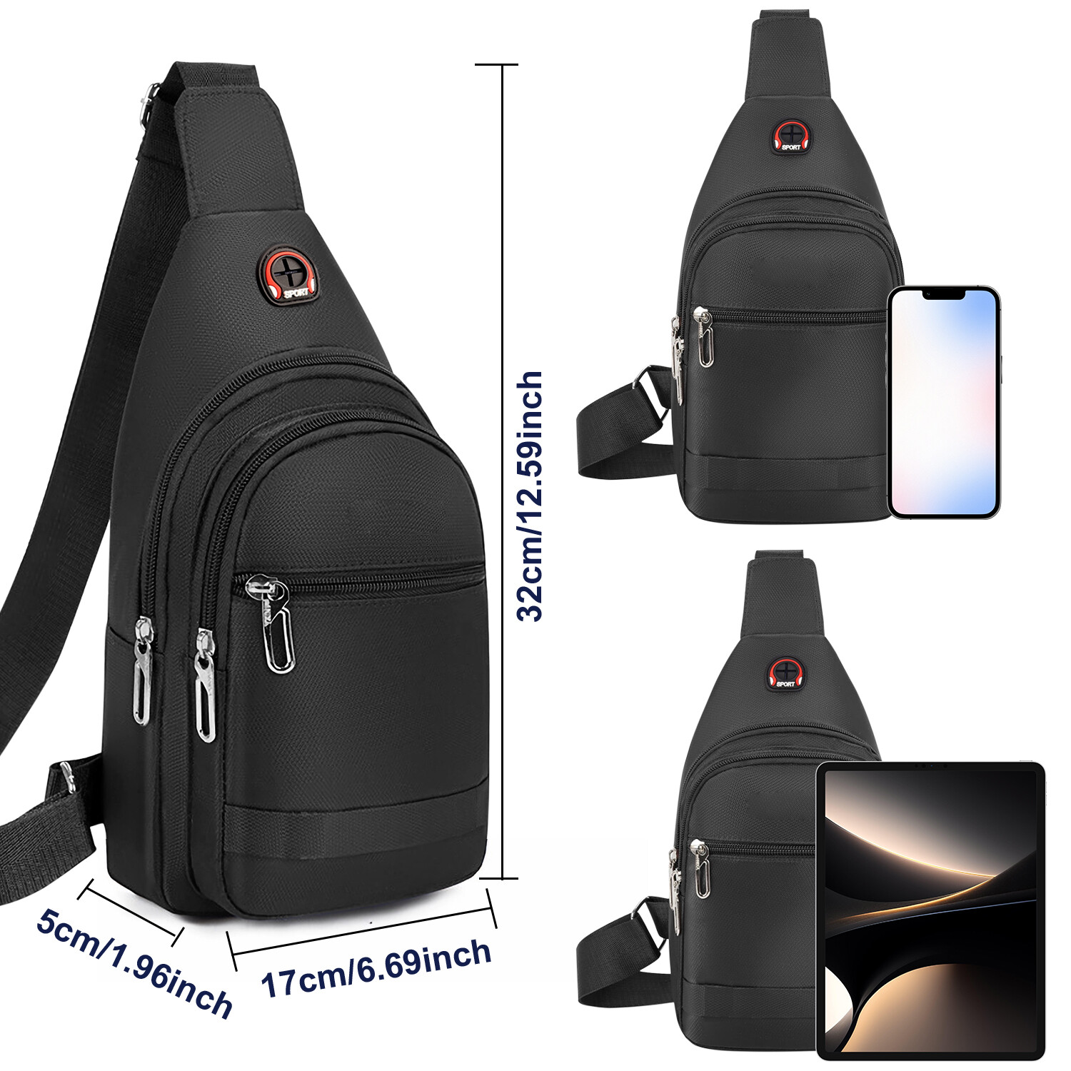 Men Women Sports Sling Bag Chest Fanny Packs Cross Body Travel Shoulder Backpack