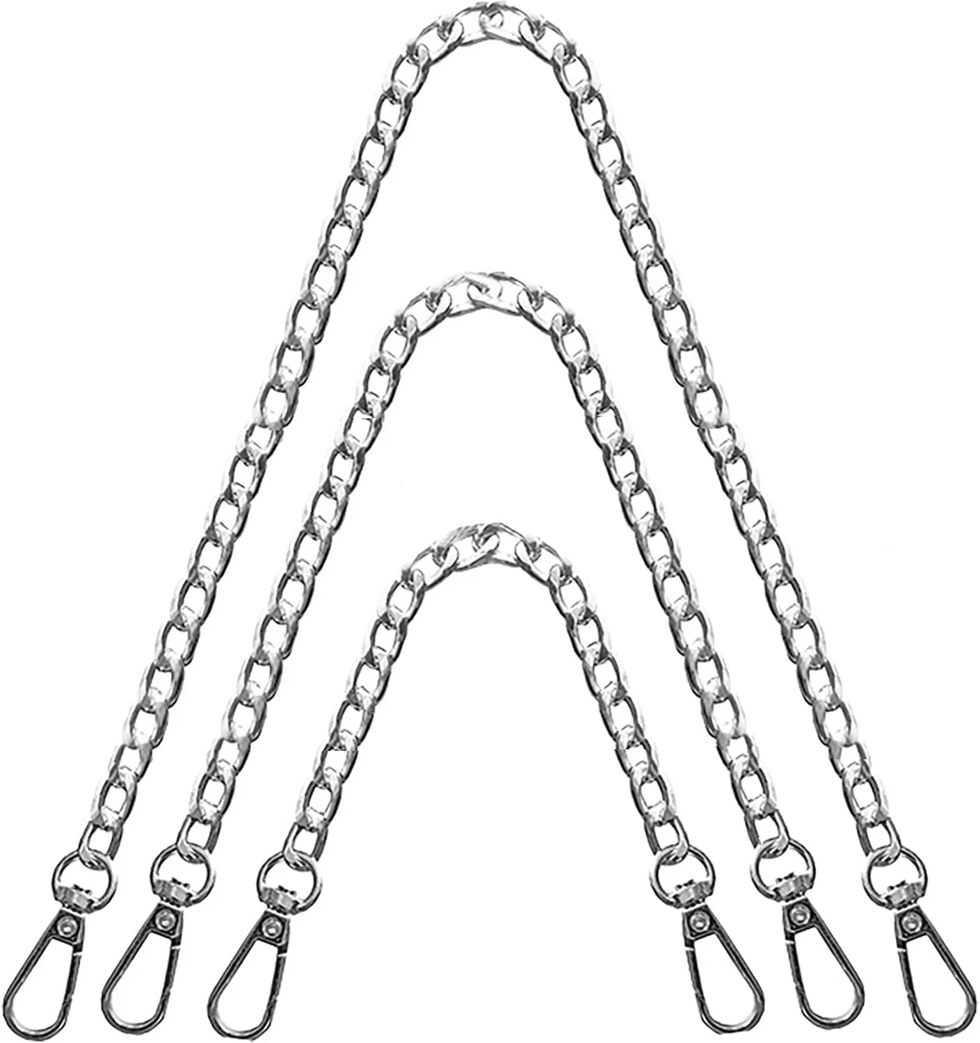3 Pack (16″,36″,48″) Silver Purse Chain Strap Bag Chains for Handbags