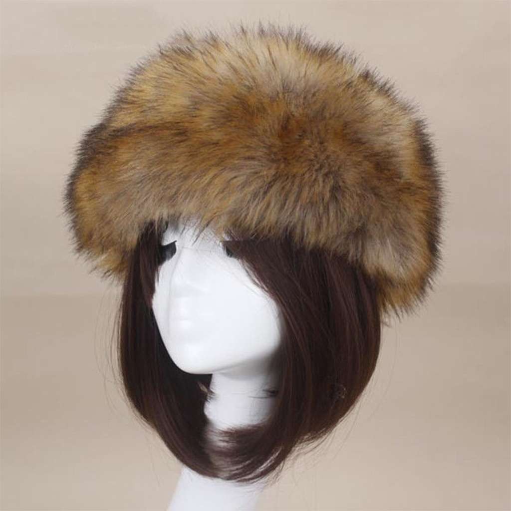 Women Russian Fluffy Faux Fur Headband Hat ladies Winter Ear Flap Ski Cap Warm
