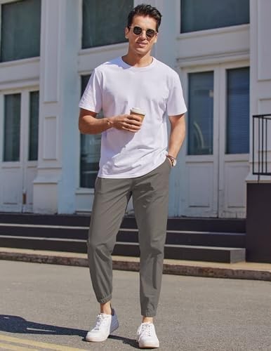 Coofandy Pants Cargo Solid Mens Casual Joggers Elastic Drawstring Chino Hiking