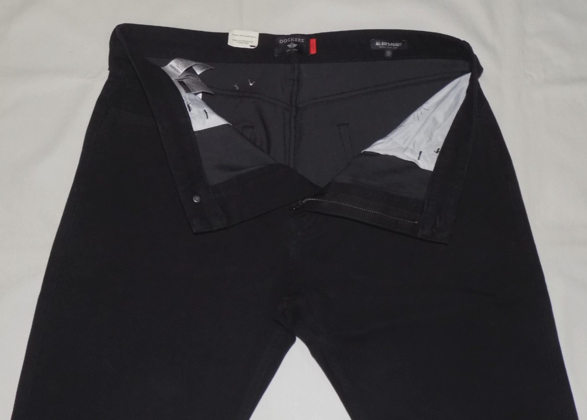 DOCKERS Men’s All-Day 5-Pocket Straight Fit Pants All Seasons Tech Black 36X30