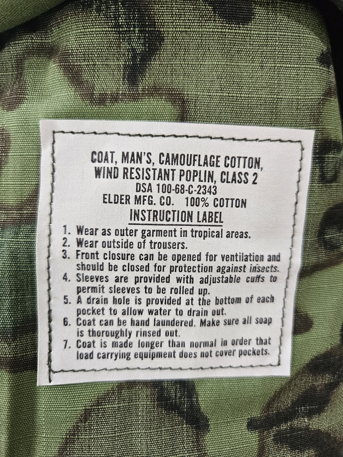 Vtg Vietnam Era ERDL Jungle Jacket Fatigue Poplin Med-Reg/ Mint-New Old Stock