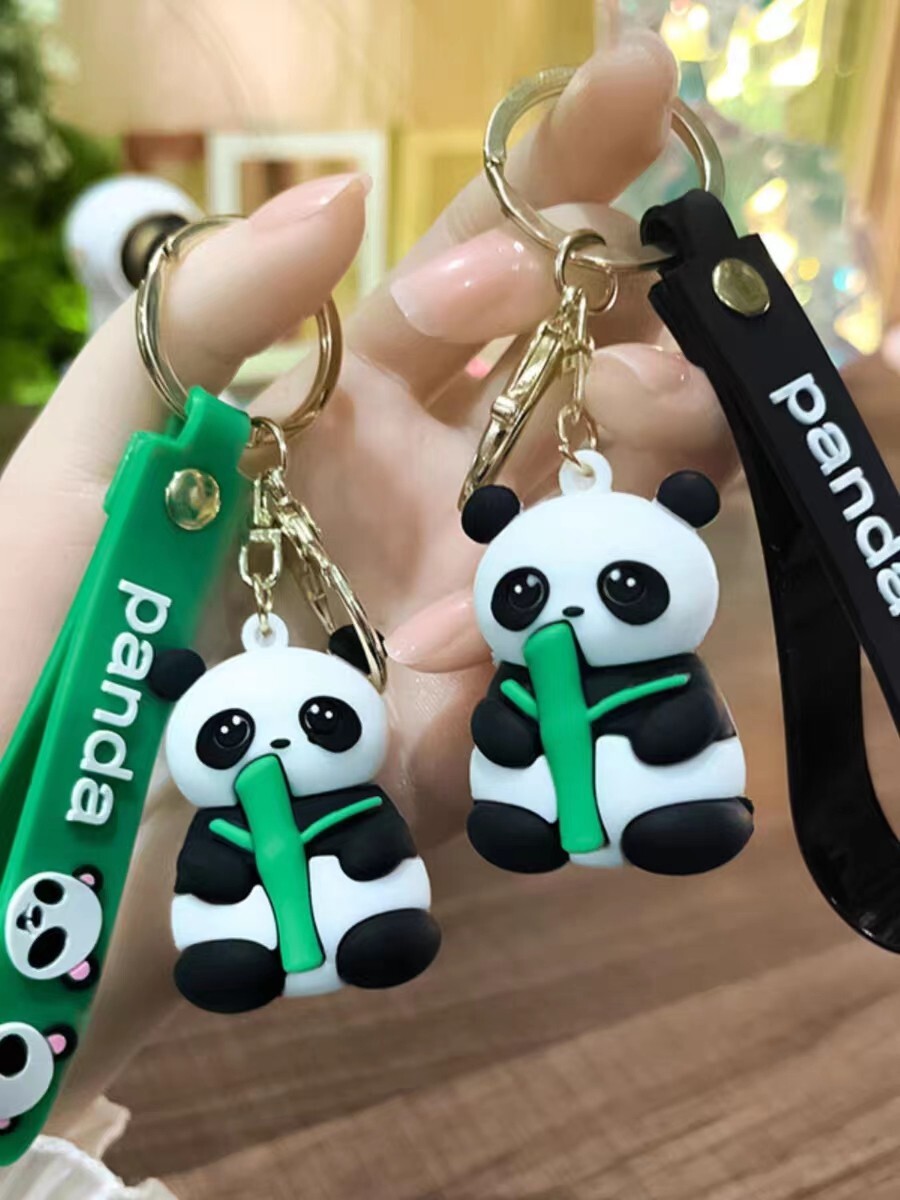 1pc Cute Panda Xmas Keychain Keyring Bag Car Hanging Pendant Xmas Gift For Girl