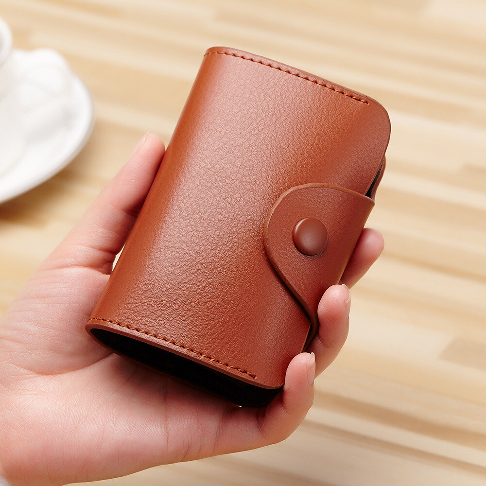 RFID Credit Card Holder for Women Men Small Leather Money Card Bag with Hasp USA