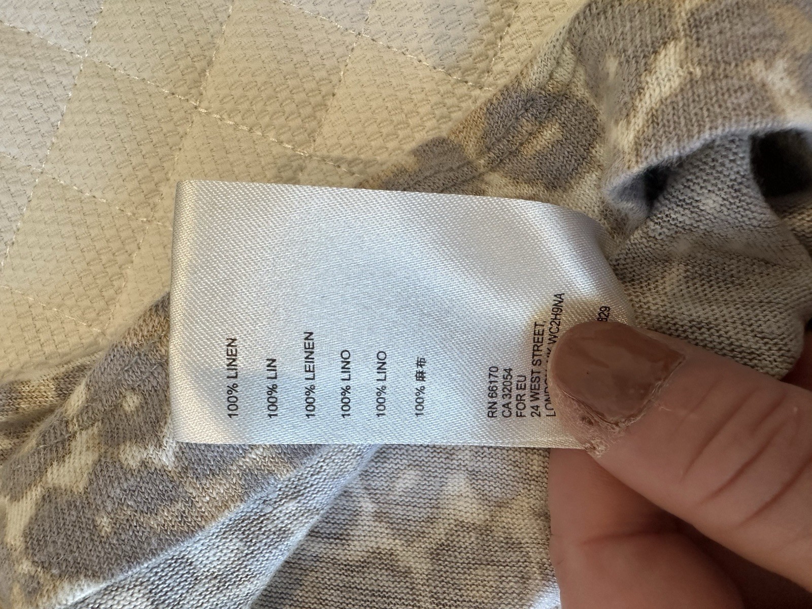 Maeve Gray Beige Leopard Animal Print Round Neck Linen Puff Sleeve Blouse – XL