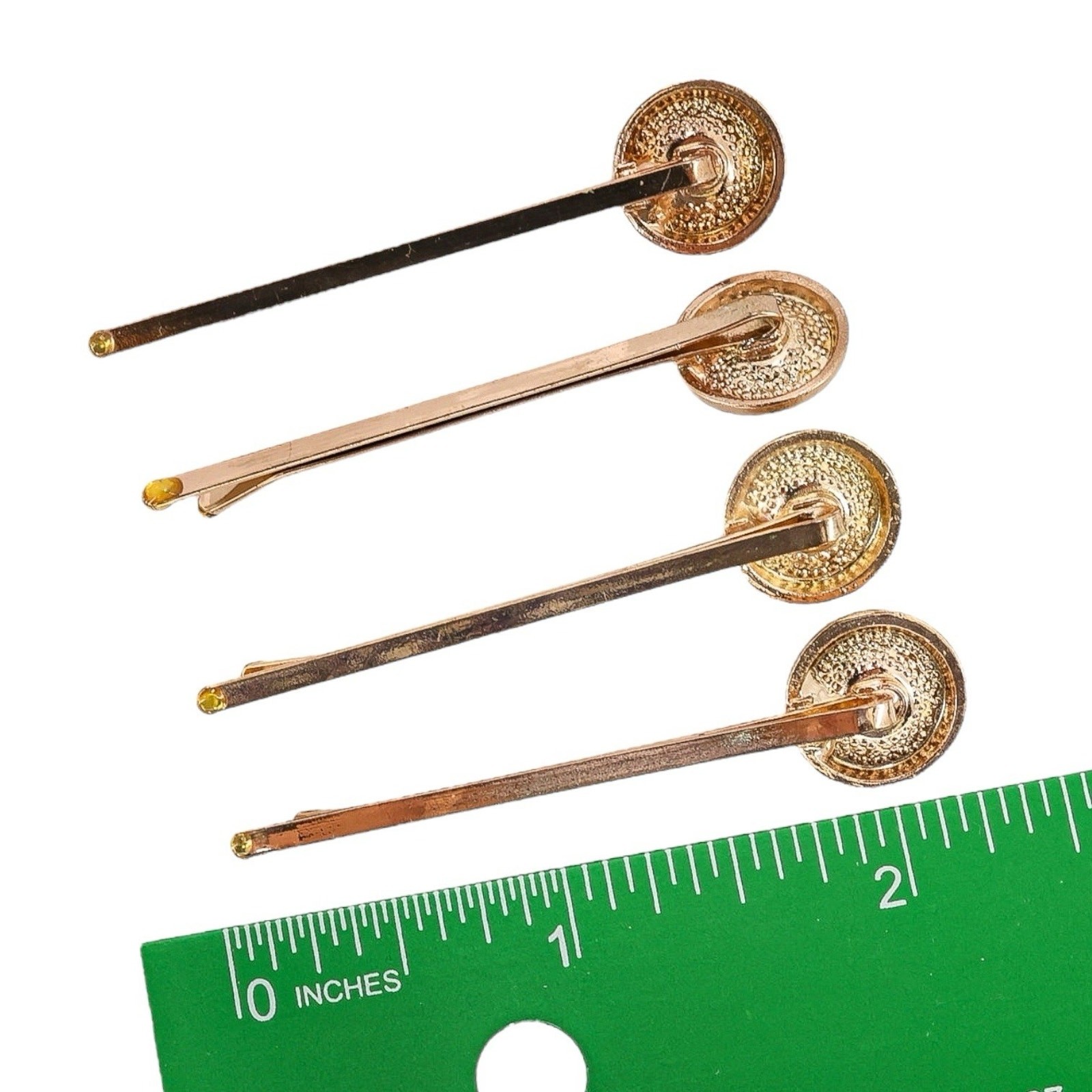 Lot of 11 Bridal Bobby Pins Rose Gold Tone Beige Floral Rhinestone Filigree