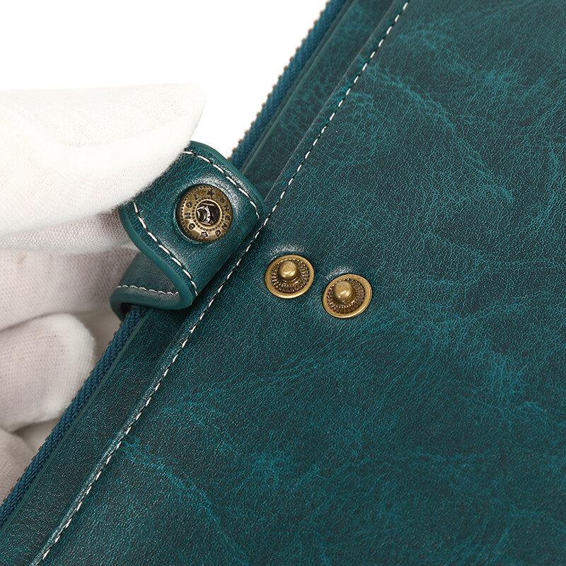19 Card Slots Lady Oil Wax Leather Bifold Wallet Fashion Clutch Handbag W/ Hasp