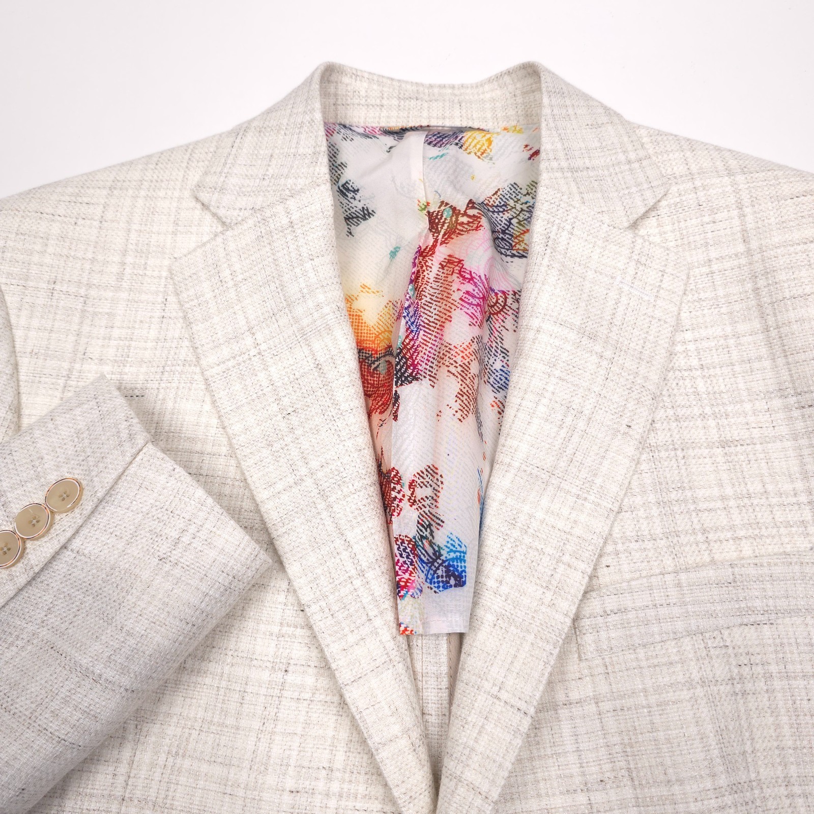 Robert Graham Regal Sport Coat Mens 46R Oatmeal Linen Wool Melange Blazer Jacket