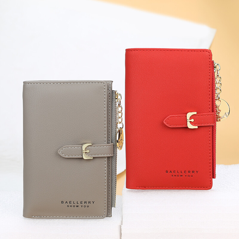 Womens Slim Bifold Wallet with Hasp Safe Card Holder Bag Zipper Coin Pocket Gift