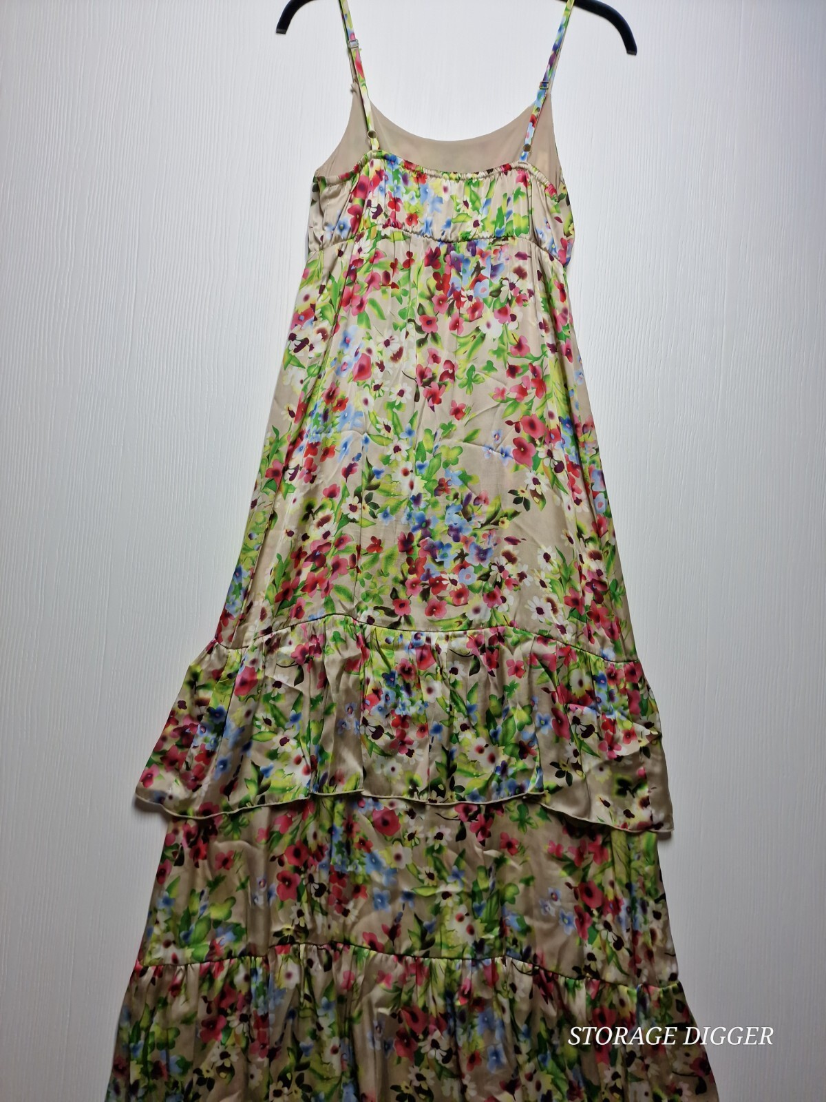 Old Navy Maxi Dress Womens Small Multicolor Floral Ruffle Spaghetti Strap Preppy