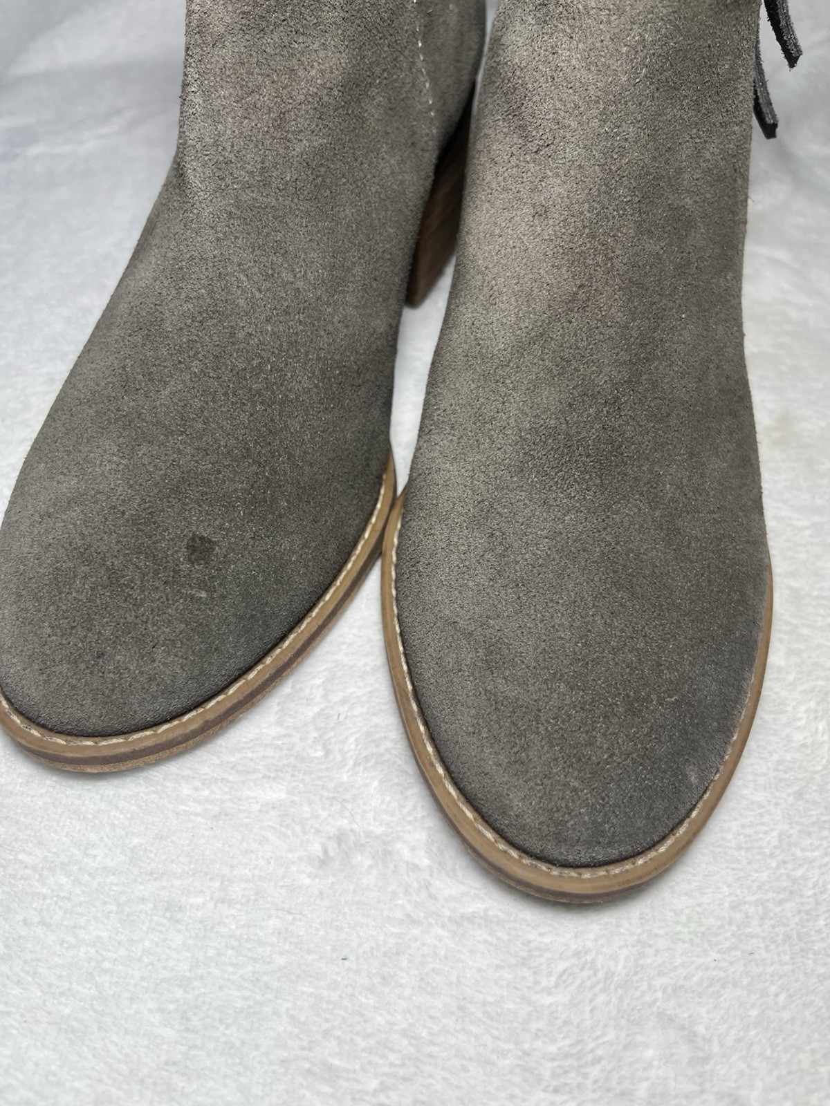 BP Block Heel Booties Grey Suede 2.5 Inch Size 8.5