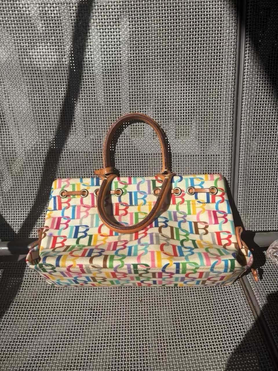 Dooney & Bourke Multicolor Monogram Tote with Double Handles Tassel