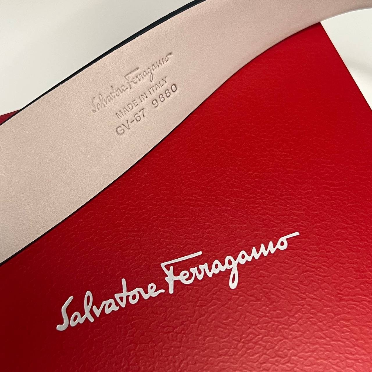 Black Pebbled Leather Salvatore Ferragamo Mens Belt with Black Buckle