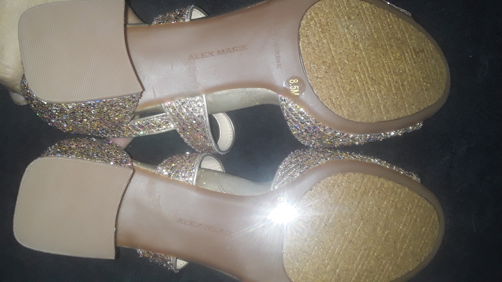 ALEX MARIE GLITTER RHINESTONE BLOCK HEEL SANDALS WOMENS SIZE 8.5 NEW WITHOUT BOX