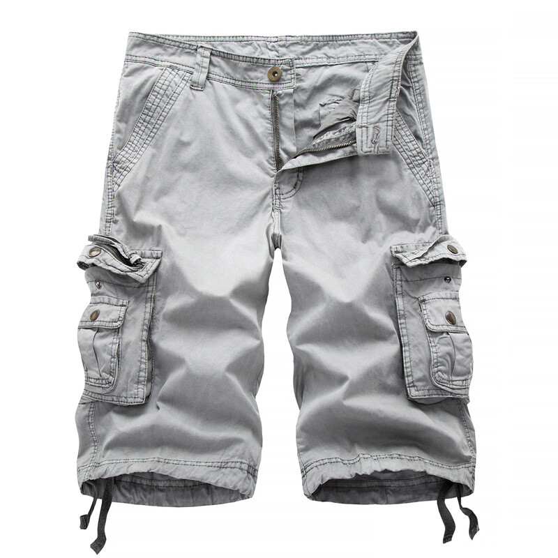Mens Casual Solid Cargo Shorts Multi Pockets Washed Lounge Size 30-48