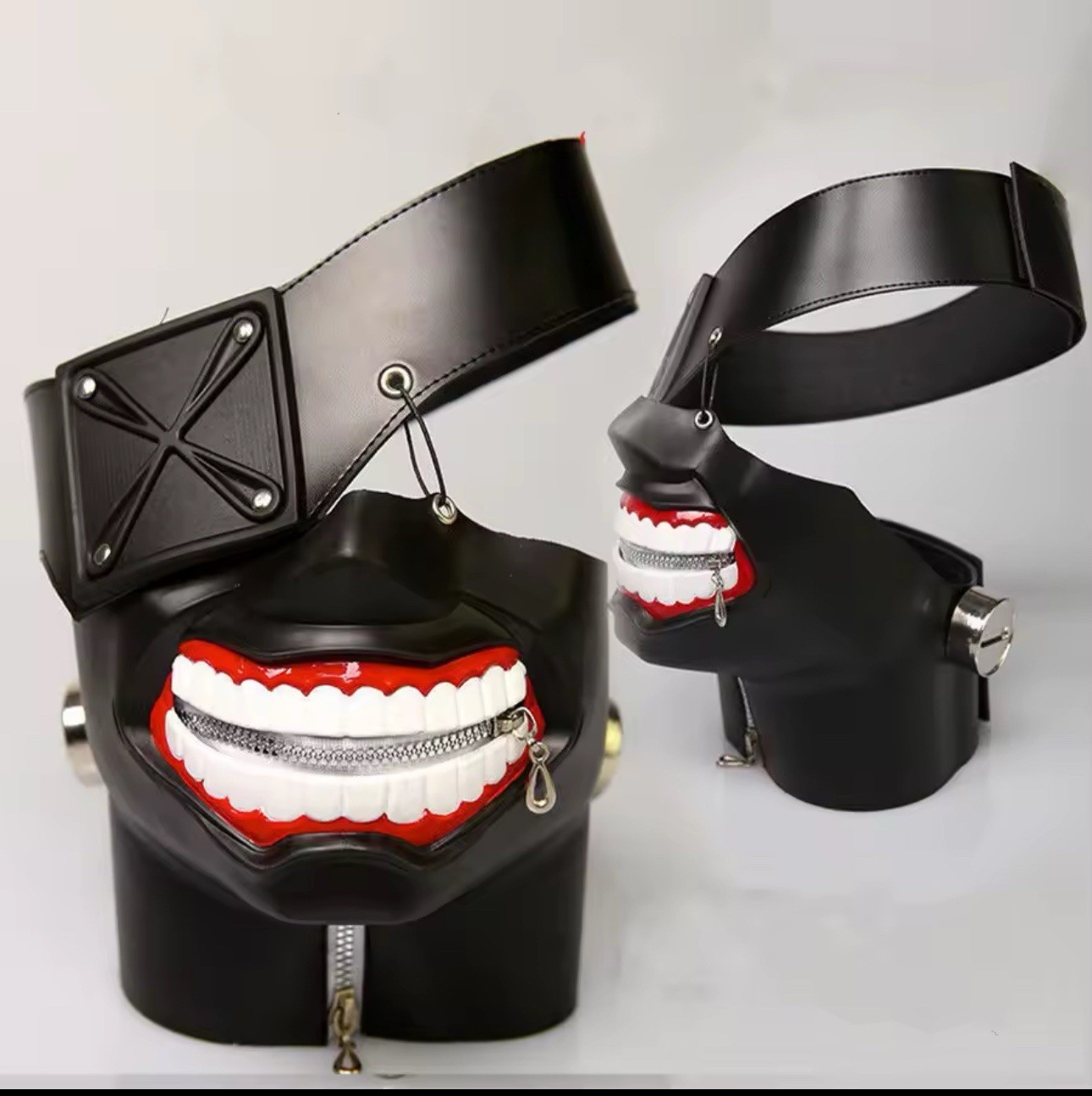 Tokyo Ghoul Ken Kaneki Cosplay Mask & Eyepatch Real Zipper Adult or Teen Premium