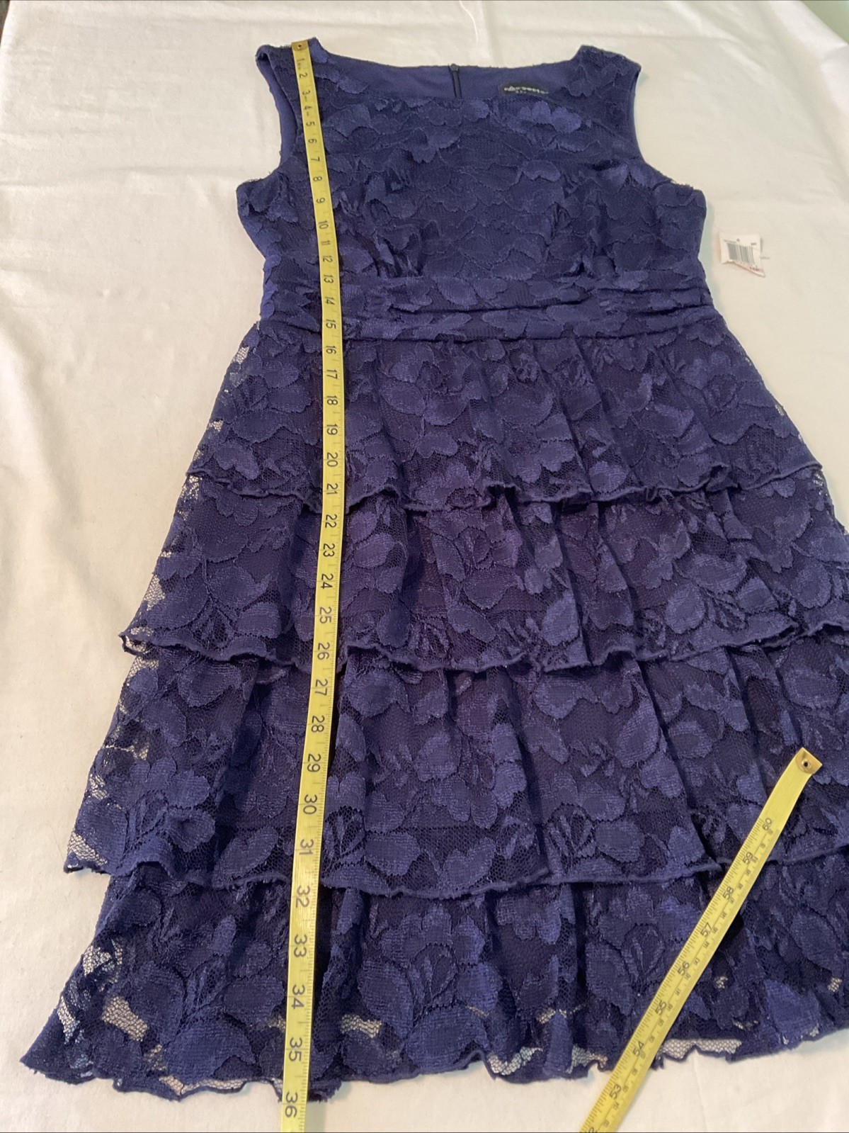 Connected Apparel Blue Lace Dress Sleeveless Tiered Sheath Womens Size 10 P NWT