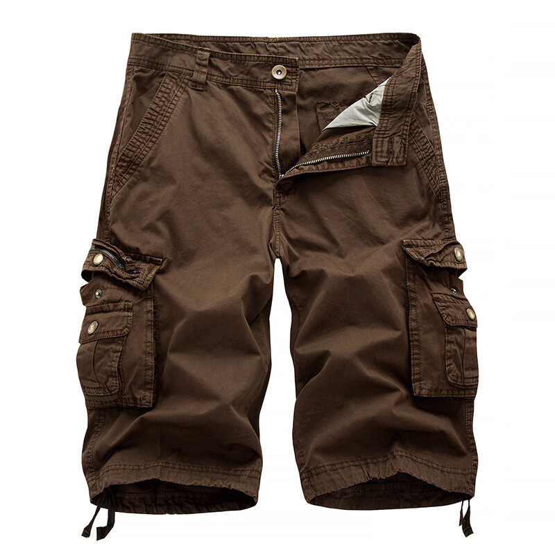 Mens Casual Solid Cargo Shorts Multi Pockets Washed Lounge Size 30-48