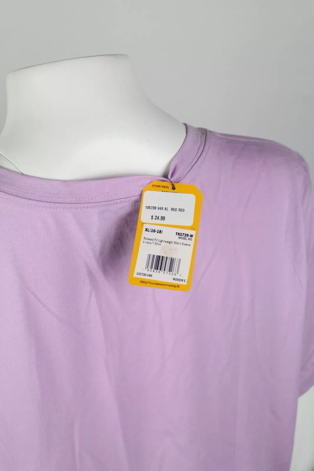 Carhartt Women’s T Shirt V Neck Tencel Short Sleeve Relaxed Light Purple Violet