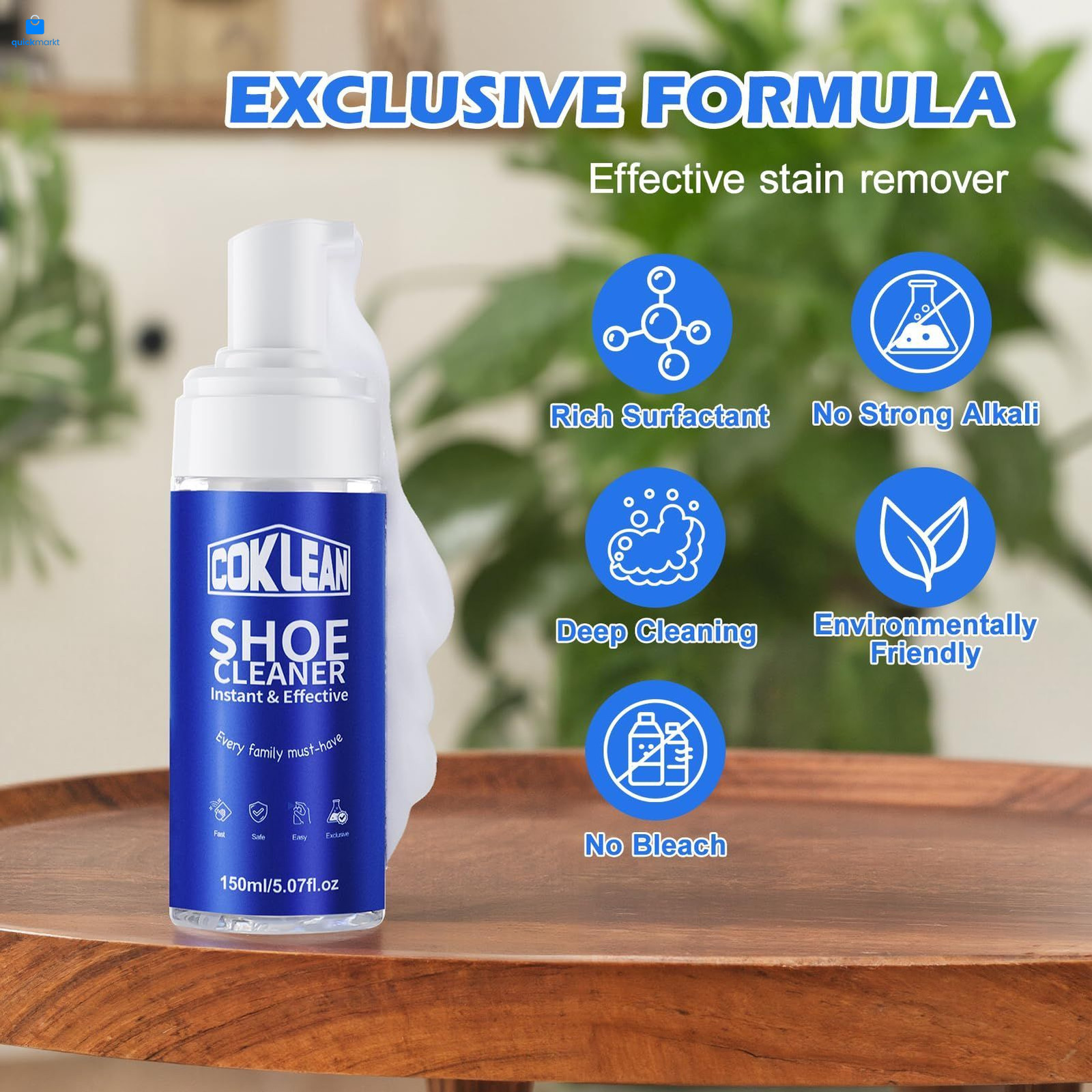 Coklean Foam Shoe Cleaner, White Sneaker Cleaner Kit for Standard, 1 Pack