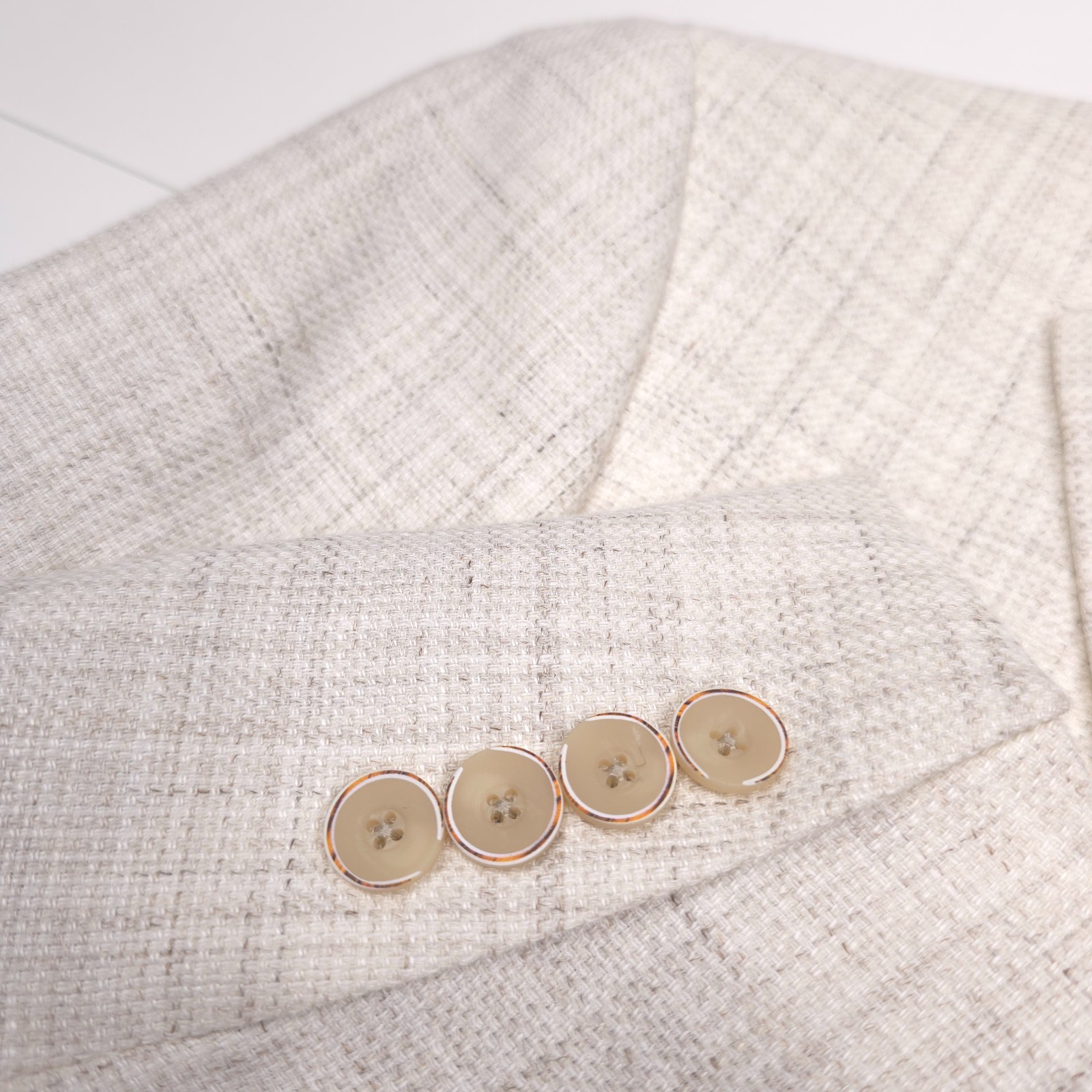 Robert Graham Regal Sport Coat Mens 46R Oatmeal Linen Wool Melange Blazer Jacket