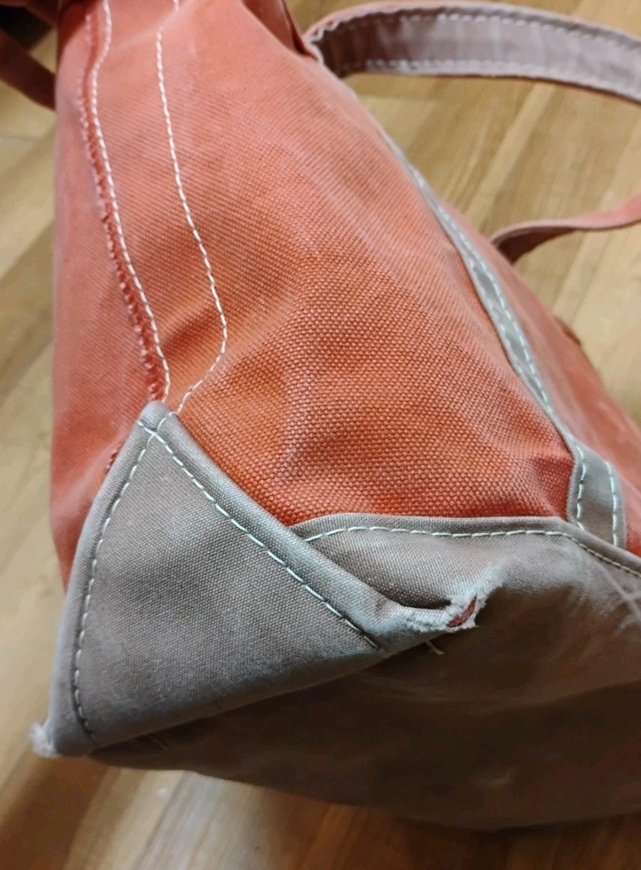 L.L.Bean Boat and Tote Open Top Vintage Made In USA Heavy Cotton Red/Brown