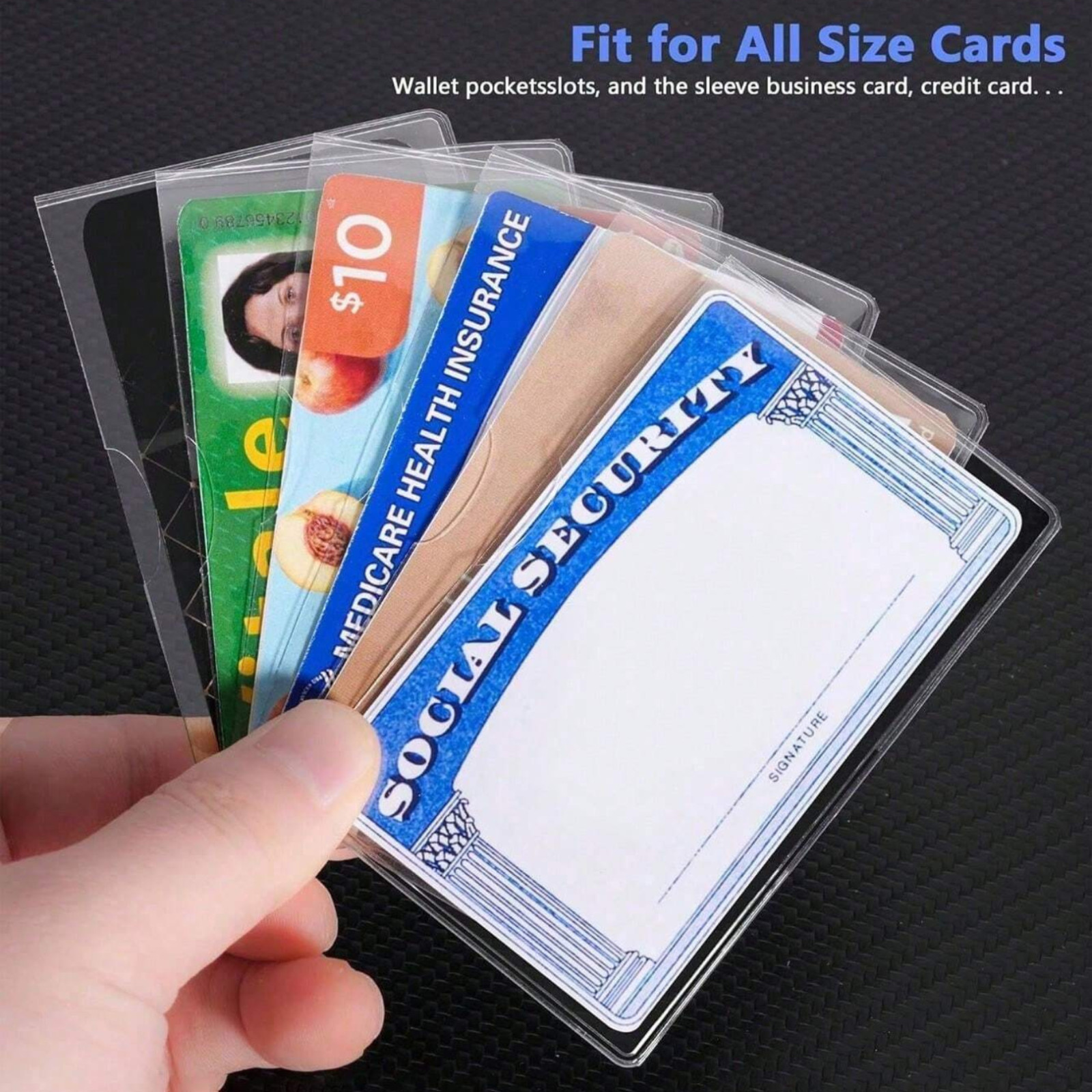 20Pcs Transparent Card Holder PVC Sleeve Waterproof ID Credit SSN Card Protector