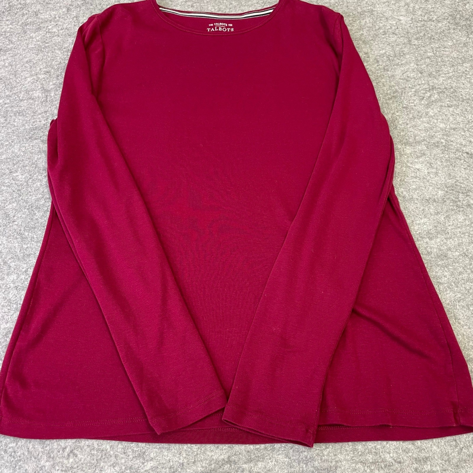 Talbots Tee Womens Large L Red Pima Cotton Long Sleeve Crew Neck Top Casual