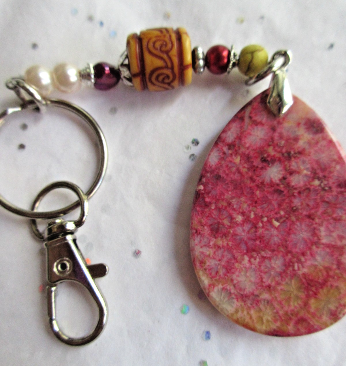 Positive Affirmation, Nipomo Key Ring, Purse Zipper, Pull & Clip 8.5 inches