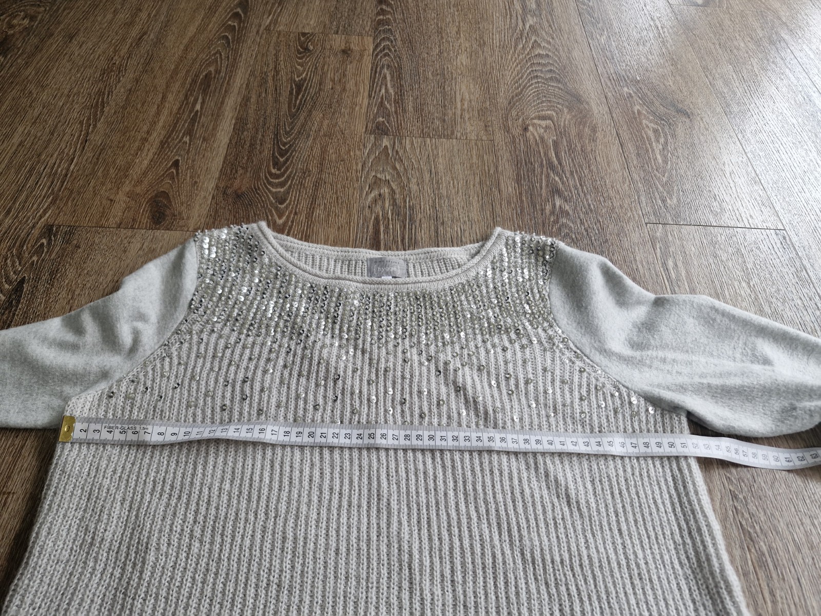 Mint Velvet Hygge Grey Sequin Fleece Knit Sweater Jumper Mohair Size 12