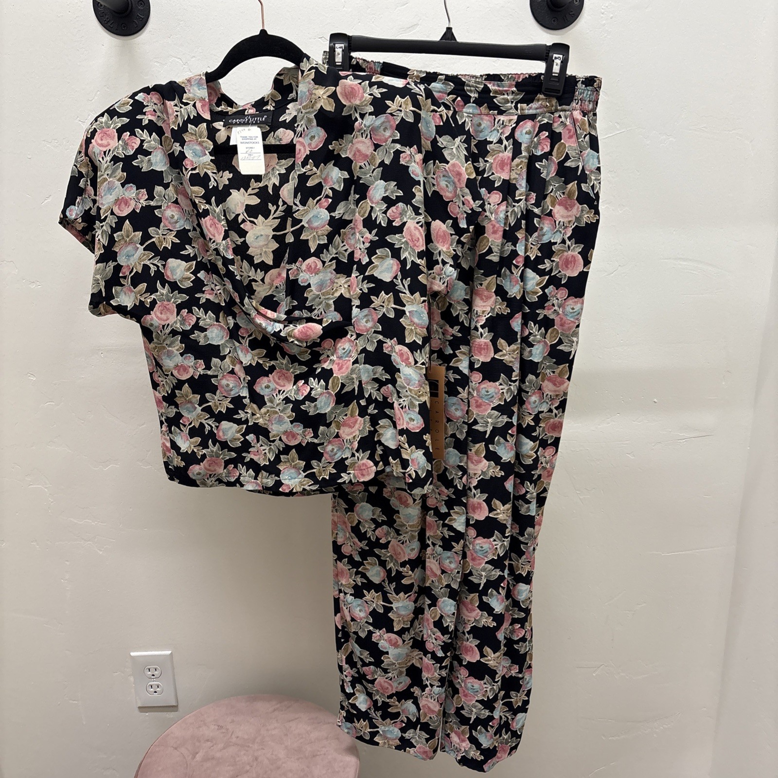 VTG Carole Little 2-Pc Set NWT Floral Shirt and Pant Grandma Core Large size 12