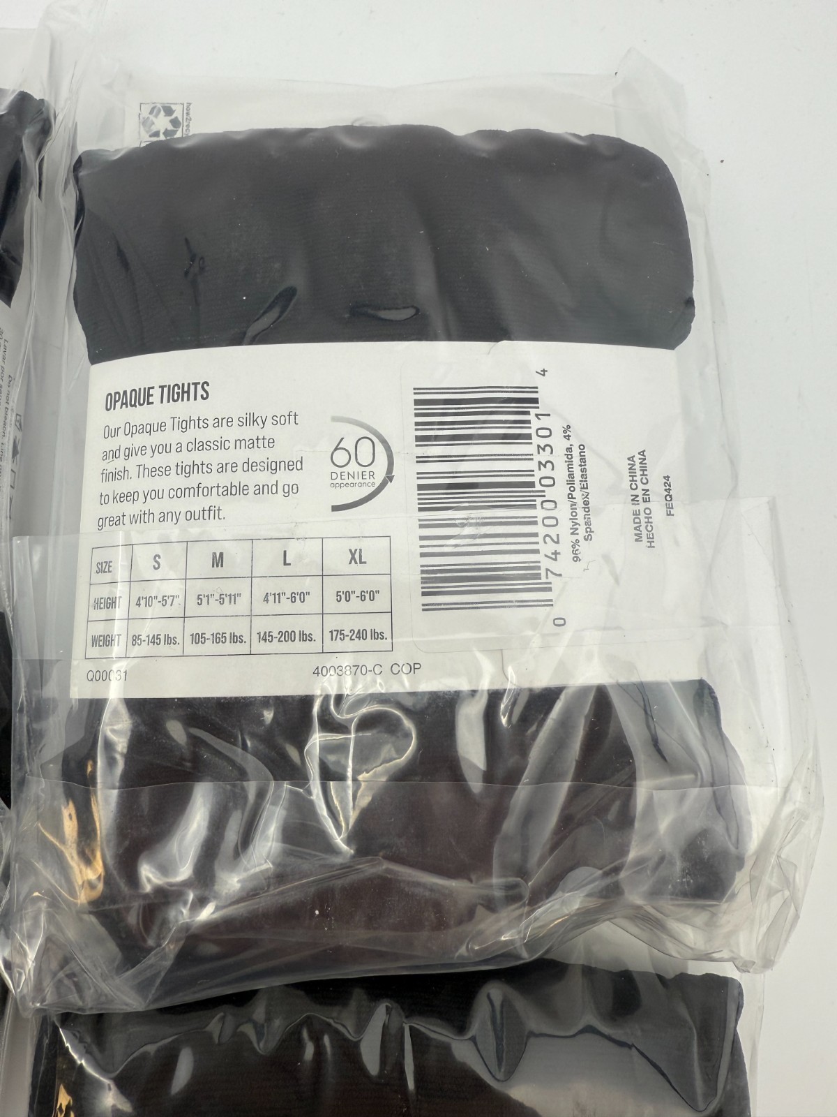 50 pack – Leggs Opaque Tights Large Black 60 Denier Soft Nylon Spandex New
