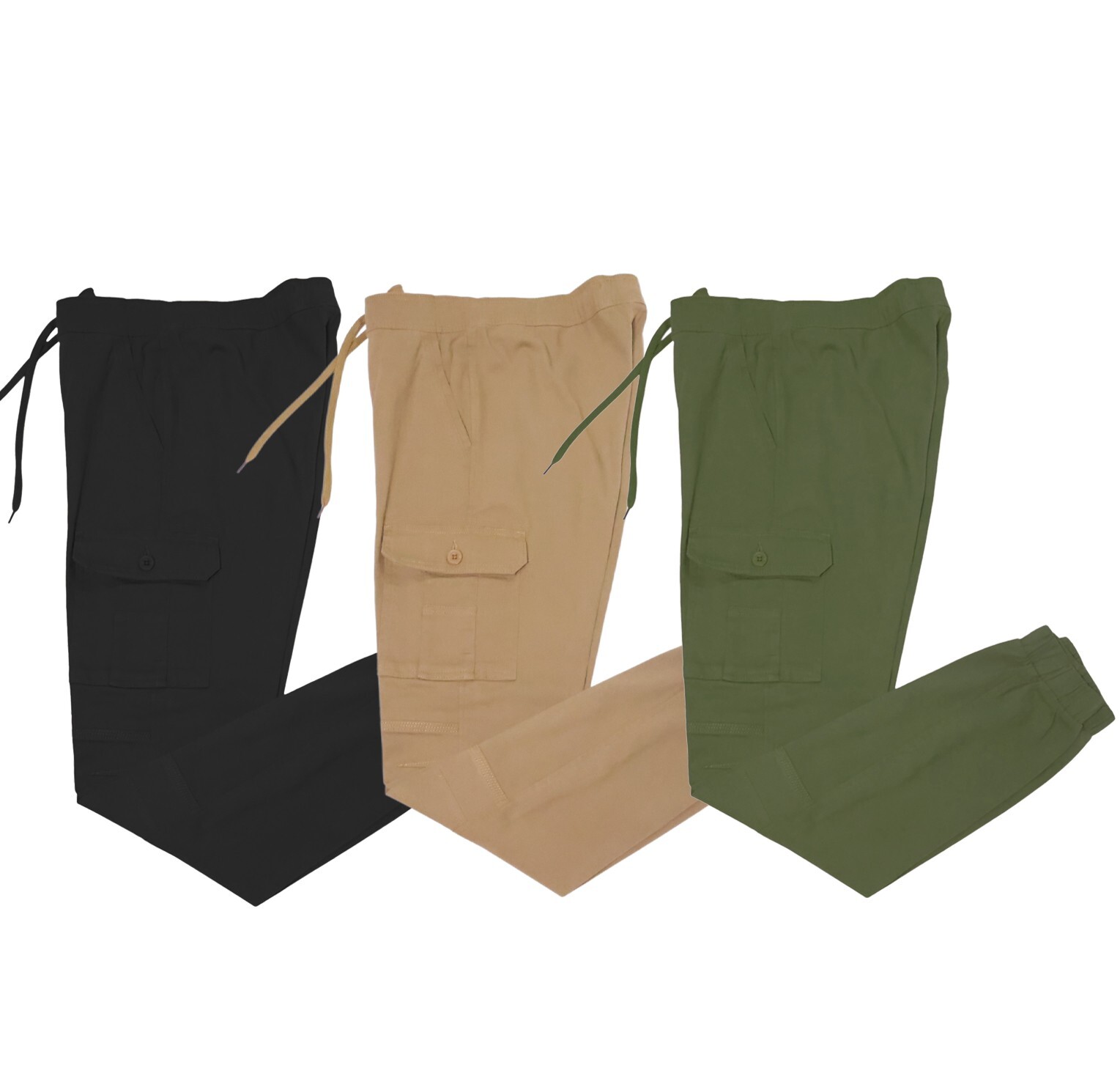 Men’s Casual Joggers Pants Plain Stretch Flex Flat Cargo Combat Workout Trousers