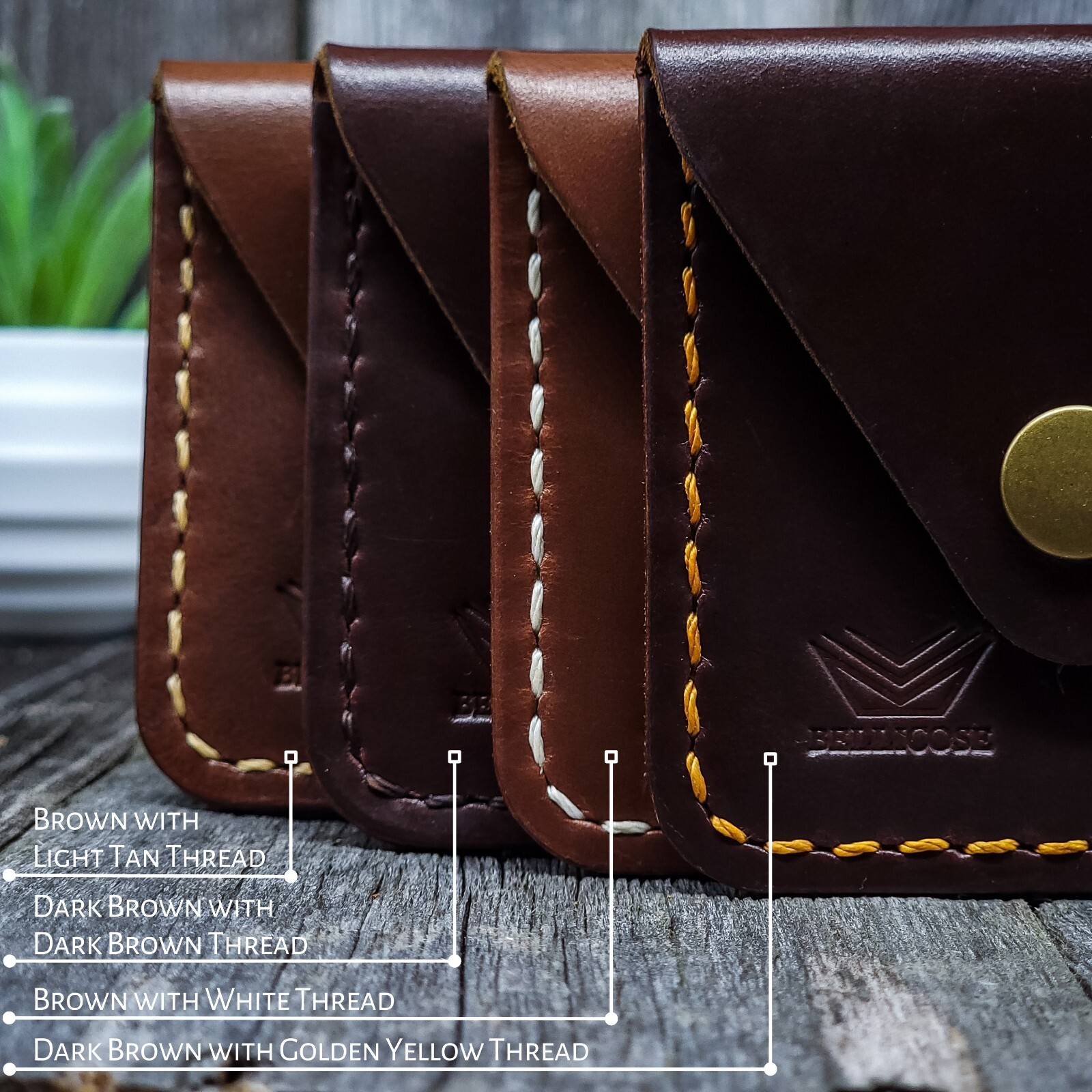 Leather Business Card Holder, Front Pocket Leather Card Holder, Holds 20 Cards