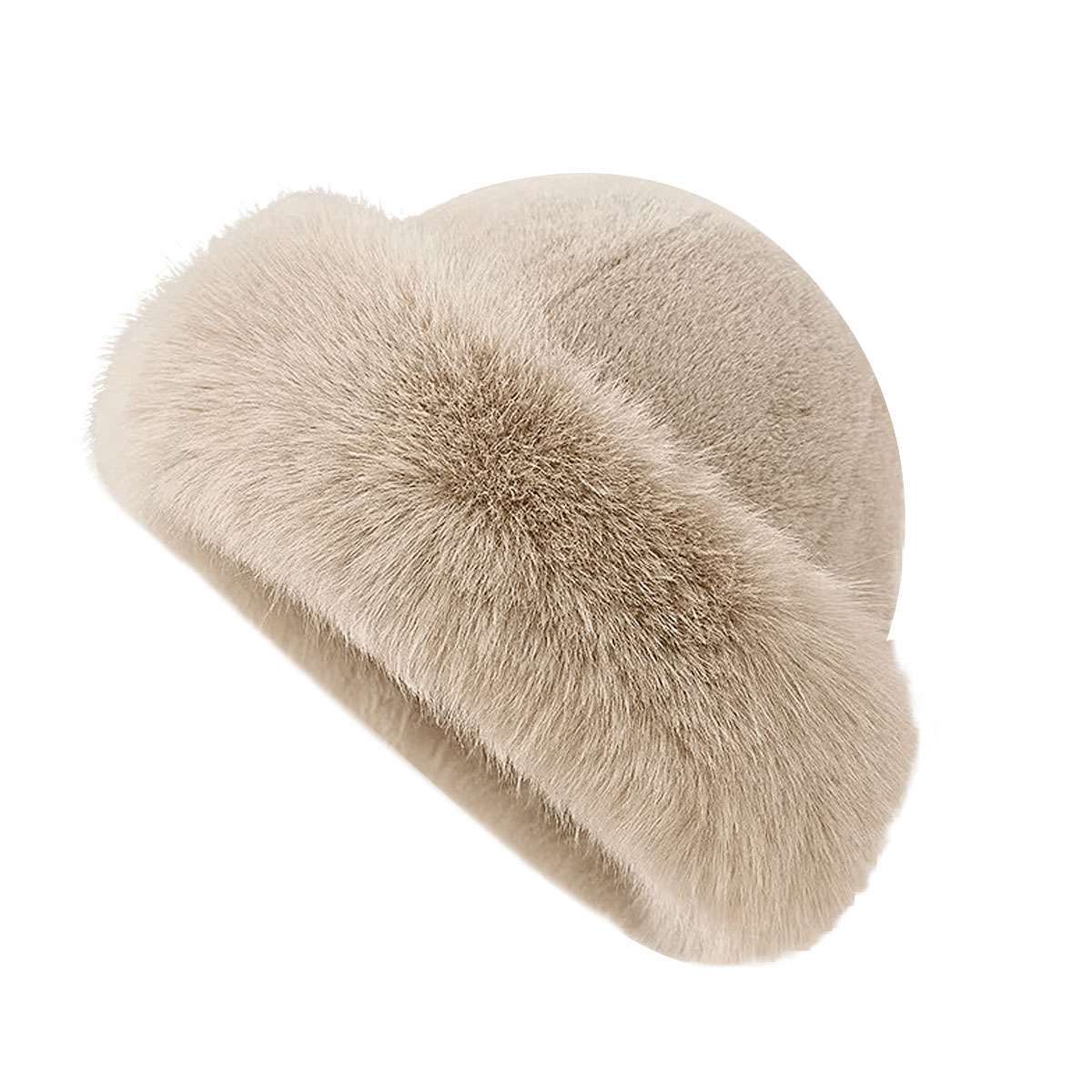 Fluffy Fur Fisherman Hat Women Winter Plush Ear Protection Cap Windproof Warm