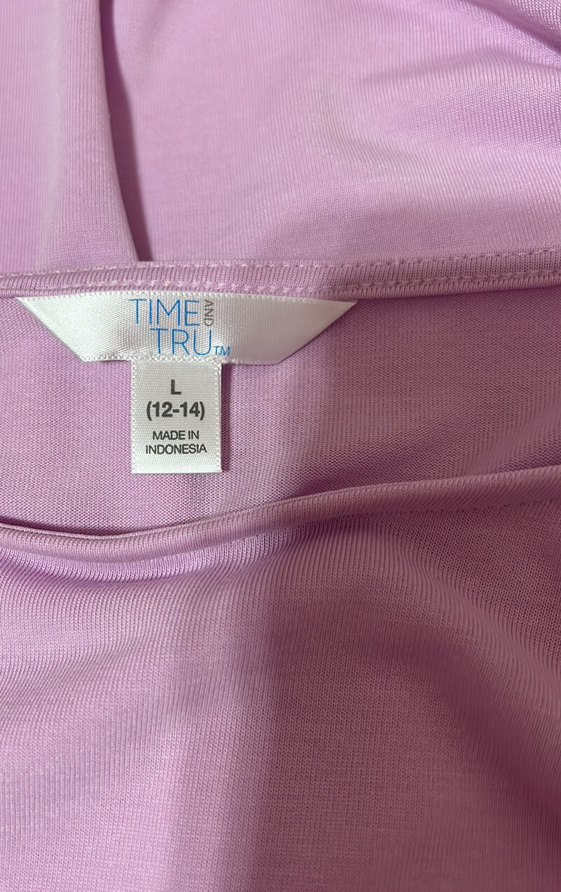 TIME And TRU Womens Light Purple Ruffle Sleeve Pullover Knit Top Blouse 12/14 L
