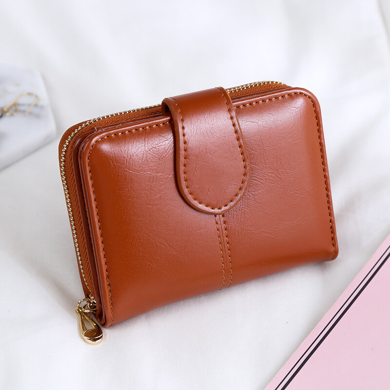 Small Wallet Womens Bifold Leather Mini Purse Short Credit Card Holder with Hasp