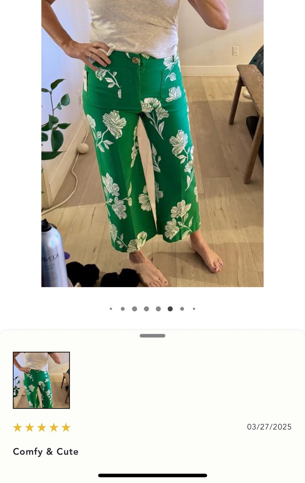 Sz 20W Anthropologie Maeve Colette Crop Wide-Leg Pant Green Floral Magic Fabric