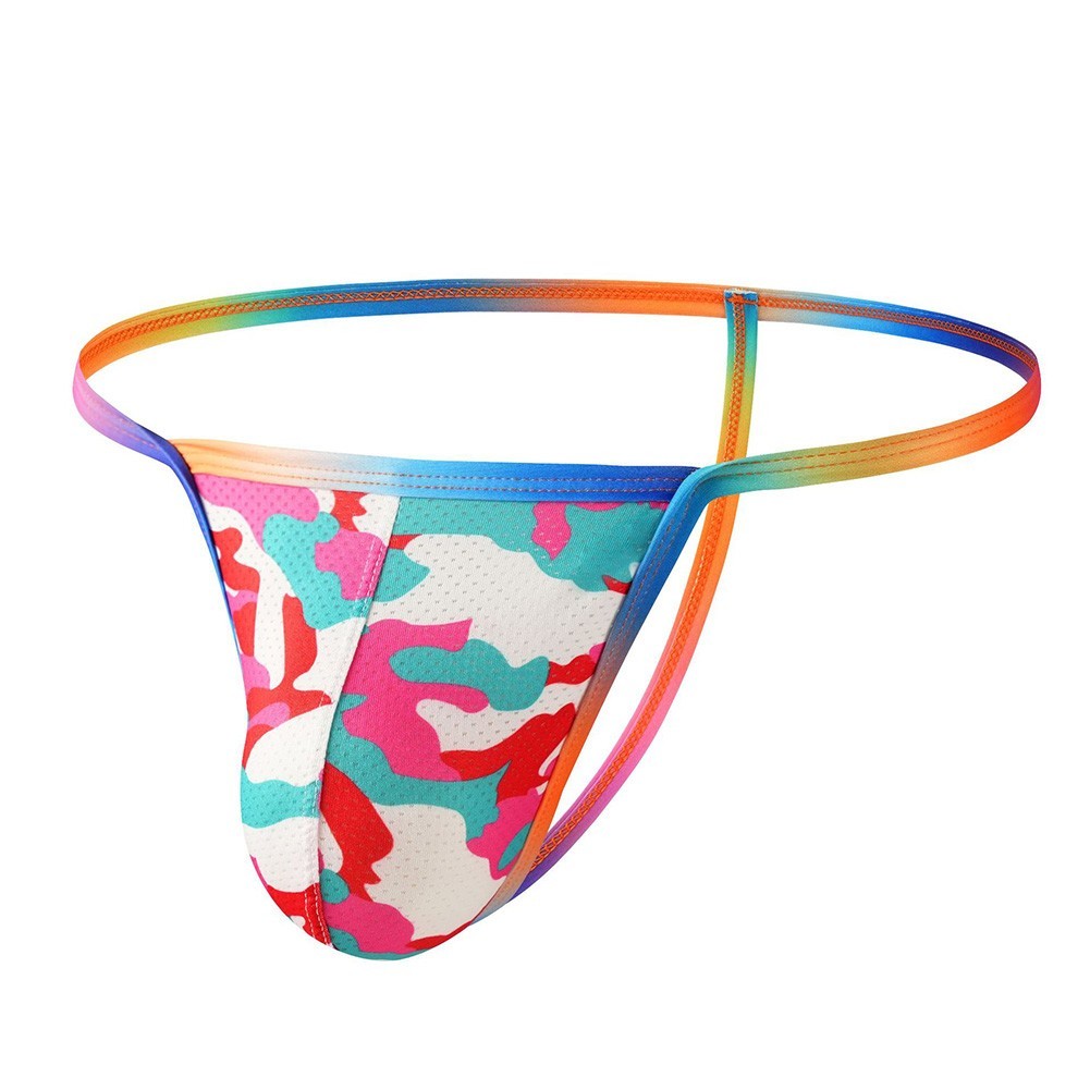 G-string Underwear Mens Briefs T-back Print Pattern 90%Nylon 10%Spandex
