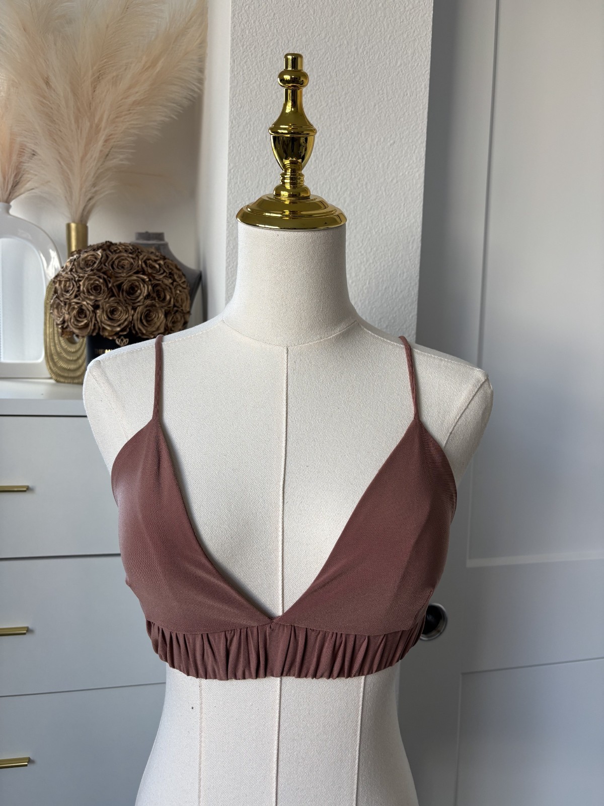 Zara Pink Nude Elastic Band and Adjustable Straps Triangle Bralette Size Small