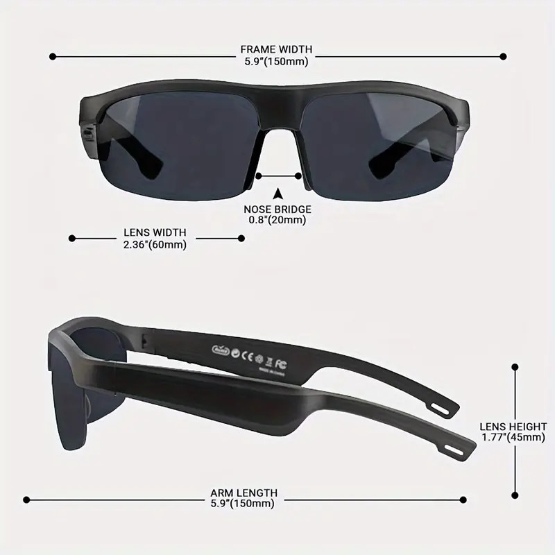 Wireless Audio Smart Glasses Bluetooth Glasses for Calls&Music,Driving Glasses