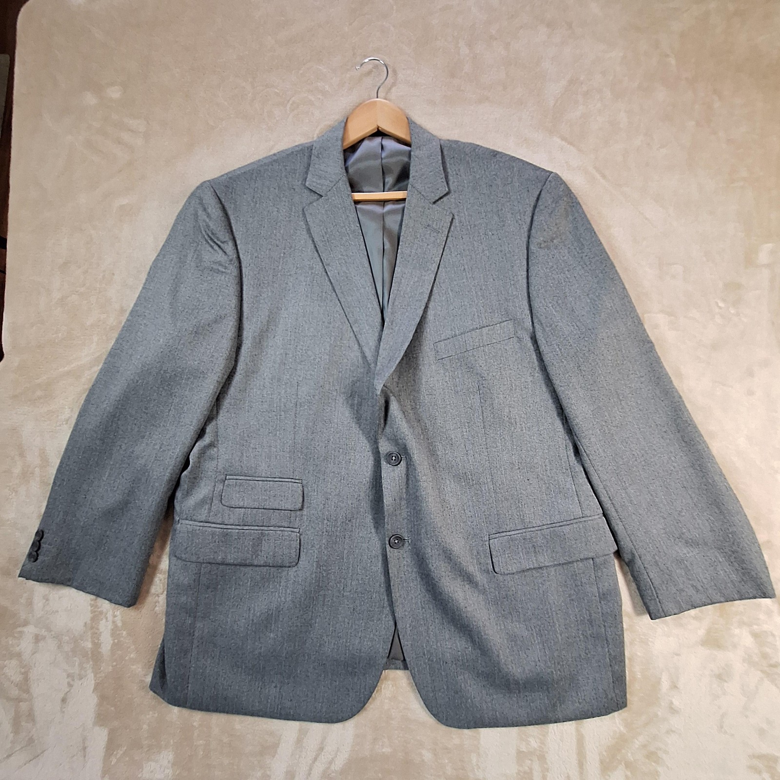 Pronto Uomo Blazer Mens 46 Long Gray Herringbone Two Button Double Vented
