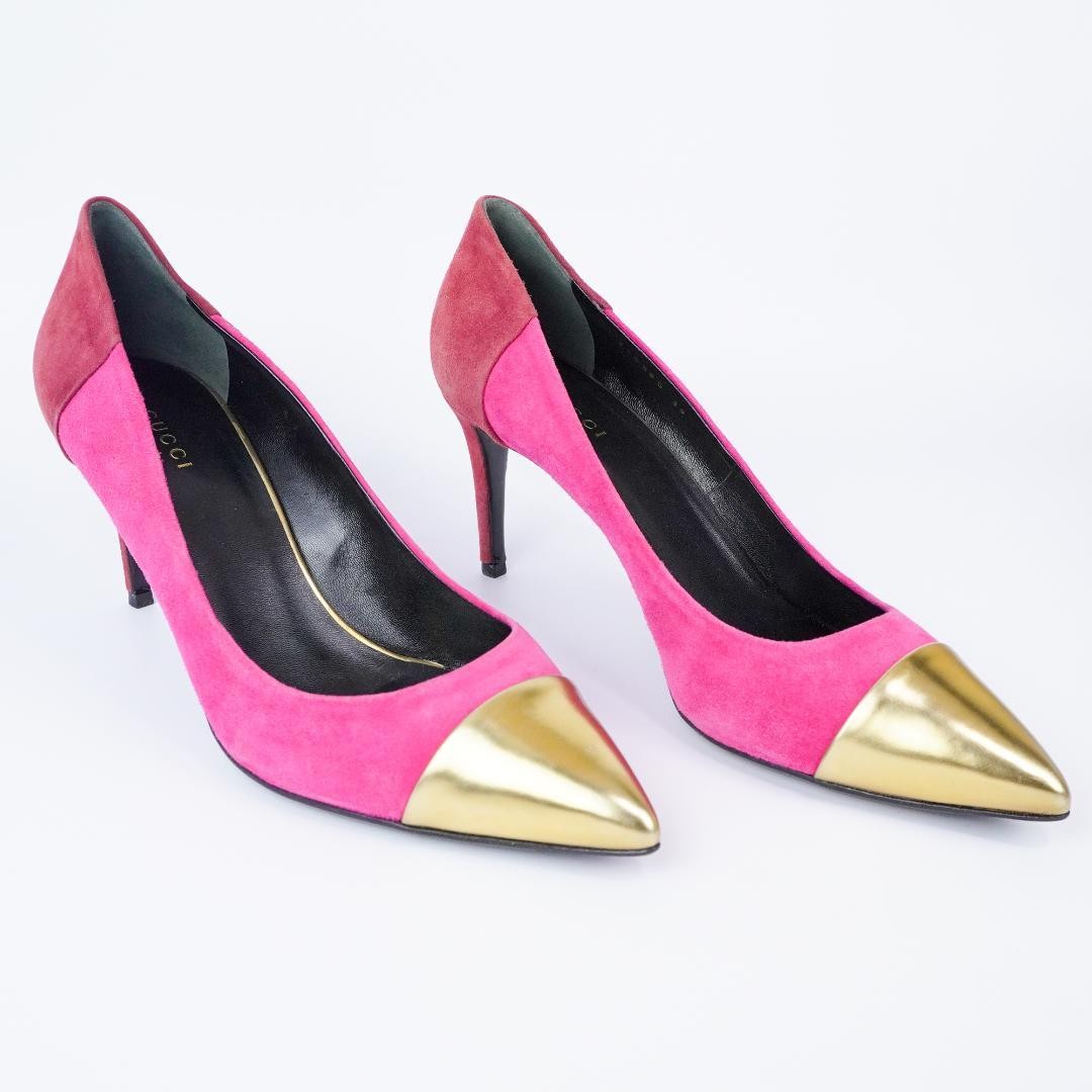 Gucci Pink Suede Pointed Toe Stiletto Heels 7.1-10cm Pre-owned 25cm