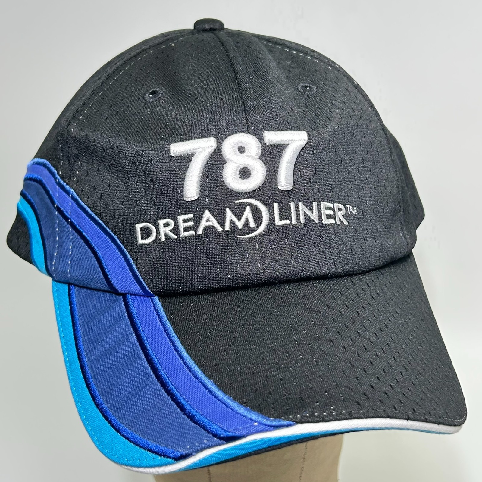 Boeing 787 Dreamliner Airplane Baseball Cap Hat Black Mesh Adjustable Strapback