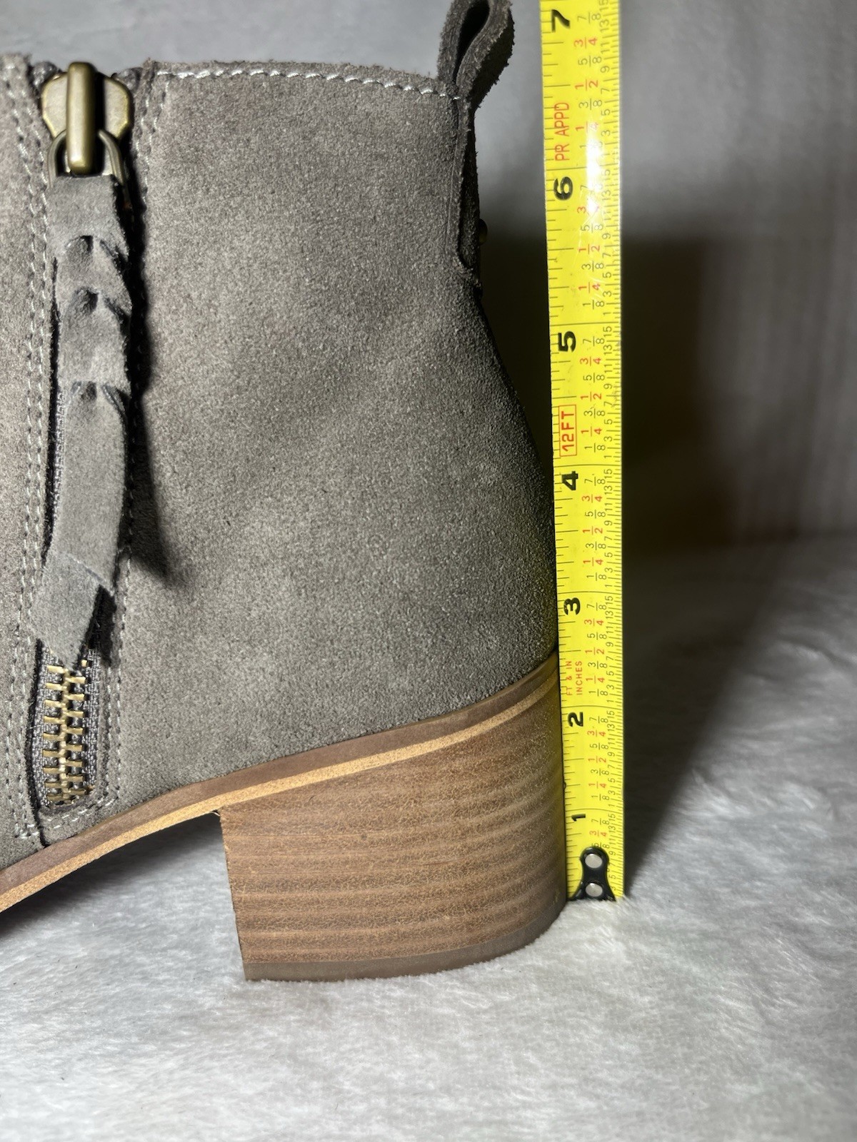 BP Block Heel Booties Grey Suede 2.5 Inch Size 8.5