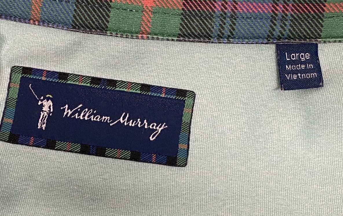 William Murray Men’s Green Golf Polo Shirt Logo Stretch Size Large